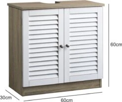 Casaria Wastafel Onderkast Met Uitsparing 60 X 30 X 60cm Witbruin -Badkamerproducten 1200x1004 5