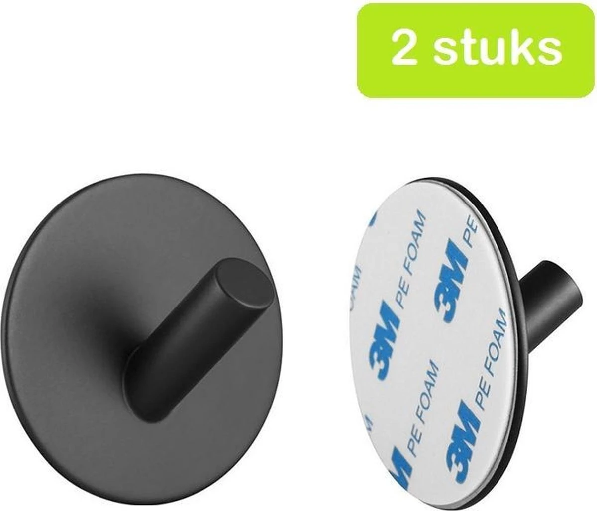 Handdoekhaakjes Zelfklevend - Zwart - Haakjes Handdoek 2st - Badkamer & Keuken 1 Handdoekhaakjes Zelfklevend - Zwart - Haakjes Handdoek 2st - Badkamer & Keuken