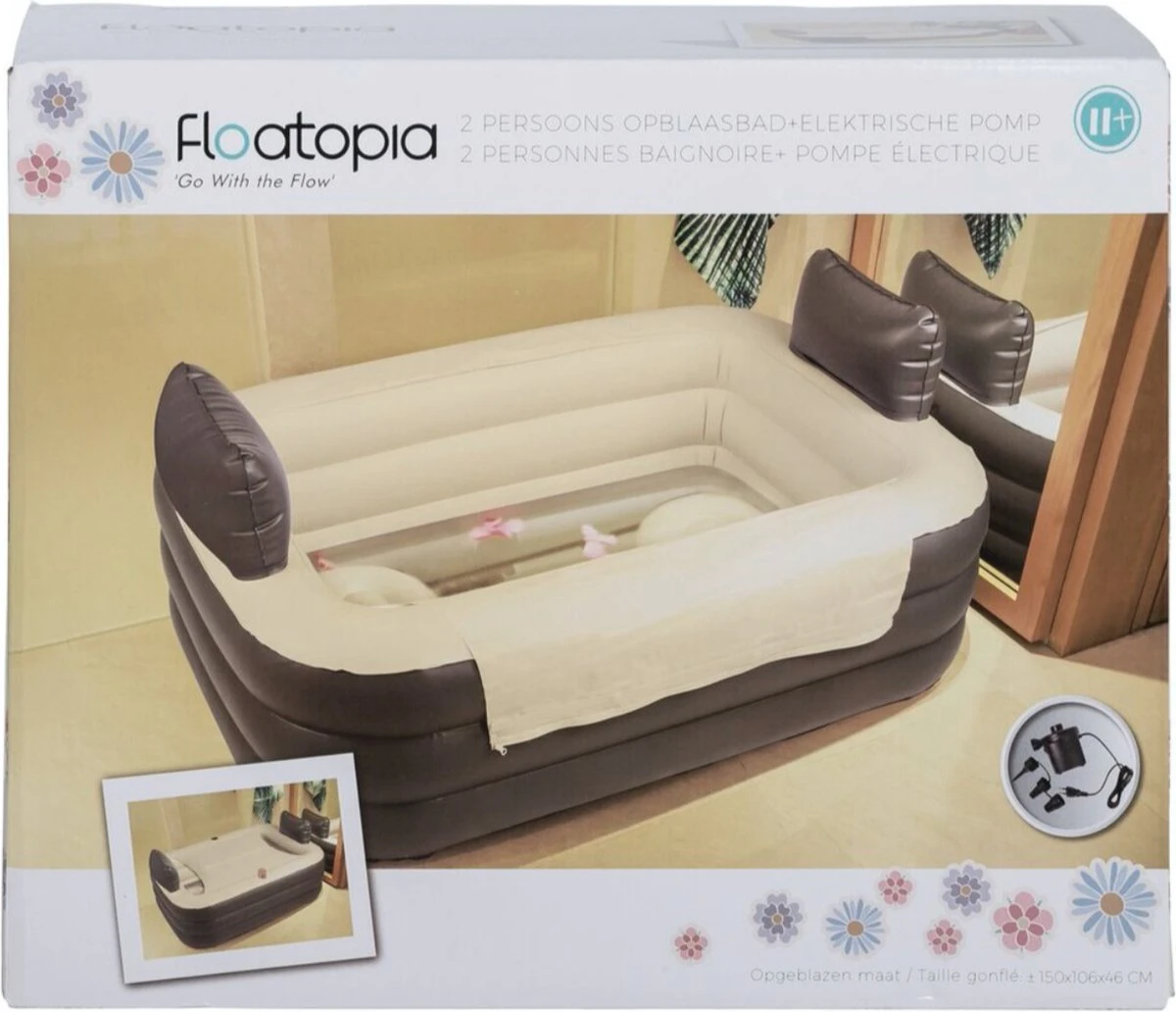 Floatopia 2-persoons Opblaasbaar Bad | 150x106x46 | Incl. Pomp 2 Floatopia 2-persoons Opblaasbaar Bad | 150x106x46 | Incl. Pomp - Afbeelding 2