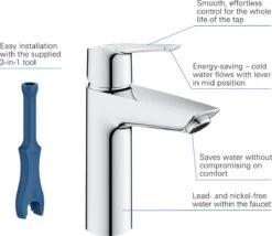 GROHE QuickFix Start Waterbesparende Wastafelkraan - Met EcoJoy® - Incl. Push-open Waste - Chroom - 23746002 -Badkamerproducten 1200x1038 6