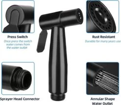 BOTC Bidet Handdouche - Shattaf - Bidet Sproeier - Bidetkraan - Zwart -Badkamerproducten 1200x1045