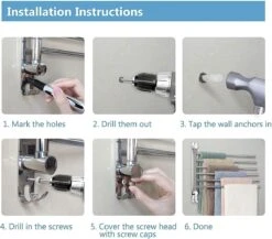 Handdokenrek Badkamer - Handdoekhouder RVS 180¬∞ Draaibare Badhanddoekhouder Met 6 Armen Zwenkarm Handdoekenrek Wandmontage Met Haken Badkamerhanddoekhouders Voor Badkamer, Keuken En Kledingkast - (WK 02123) -Badkamerproducten 1200x1054