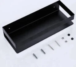 Merkloos Doucherek- Douchemand- Badkamerrek- Badkamer Organiser- Badkamer Organizer-Rekje Voor In De Douche- Badkamer Plank-Rekje Voor Shampoo- RVS- Zonder Boren- Zelfklevend- Rechthoek Vorm- Met Of Zonder Schroeven- Ophangbaar- Met Lijm- 40 Cm- Zwart -Badkamerproducten 1200x1059