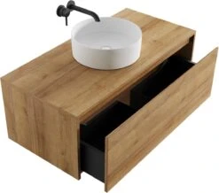 Badkamermeubel Jelsey 100 Cm Eiken - Met Waskom -Badkamerproducten 1200x1060 2