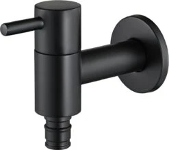 Merkloos Kraan - Rvs Mat Zwarte Buiten Kraan - Met Opzet Stukken - Kraan - Mat Zwart - Buiten Kraan - Zwarte Tapkraan - Wandmontage - Wasmachine Tapkraan - Bad - Wc - Voor Tuin Badkamer Keuken -