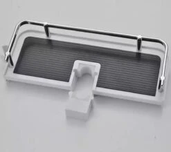 Merkloos Doucherek Zonder Boren –Douchemand- Badkamerrek-Doucheplank- Badkamer Organiser- Doucherek Hangend-Doucherek Zwart – Doucherek Hangend – Badkamer Organizer – Douche Organizer - Doucherekje - Doucherekje Zonder Boren-Zilver-Zwart-Wit -Badkamerproducten 1200x1068