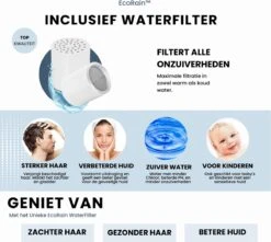 EcoRain™ Waterbesparende Douchekop Mark Met WATERFILTER - 50% Waterbesparend - Regendouche - 5 Sproeistanden - Hoge Druk - Betere Huid - Handdouche - Luxe Moderne Douchekop - Hoge Kwaliteit - Chrome -Badkamerproducten 1200x1073 1