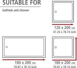 WENKO Anti-schimmel Douchegordijn Uni Wit 180x200cm Polyester Inclusief Ophangringen -Badkamerproducten 1200x1076