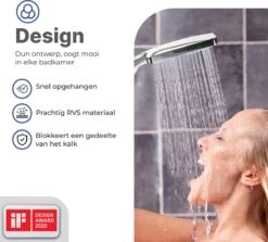 MaatWorkz - Waterbesparende Douchekop Vierkant + Douchetimer - Hoge Waterdruk - Luxe Design - 6 Standen -Badkamerproducten 1200x1081
