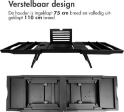 IMoshion Badplank Voor In Bad - Dienblad Inclusief Pootjes - Tablet Houder - Badrek Uitschuifbaar 75 Tot 110 Cm - Zwart -Badkamerproducten 1200x1090 1