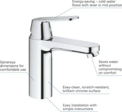 GROHE Eurosmart Cosmopolitan Wastafelkraan - Met EcoJoy - Zonder Waste - Chroom - 2339800E -Badkamerproducten 1200x1099 1