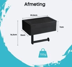 WC Rolhouder - Toiletrolhouder - Zwart - RVS - Zonder Boren - Met Plankje & Bakje - Inclusief Montagemateriaal - Toilet Accessoires - EJC Products -Badkamerproducten 1200x1117 2