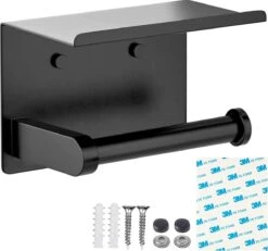 BOTC Toiletrolhouder Met Handdoekhaakjes - Toiletrolhouder - Toiletrolhouder - Zelfklevend / Boren / Zonder Boren - RVS - Zwart 12 BOTC Toiletrolhouder Met Handdoekhaakjes - Toiletrolhouder - Toiletrolhouder - Zelfklevend / Boren / Zonder Boren - RVS - Zwart -Badkamerproducten 1200x1124