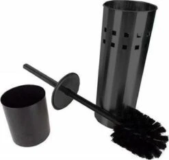 Merkloos Toiletborstel In Houder | Zwart | Toiletborstelhouder | Toiletborstel | Modern | Vervangbaar | Universeel | Roestvrij