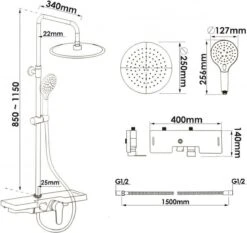 Doucheset - Met Douchemengkraan - En Regendouche - Zwart 12 Doucheset - Met Douchemengkraan - En Regendouche - Zwart -Badkamerproducten 1200x1131