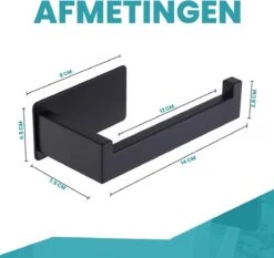 Merkloos Novalits - RVS Toiletrolhouder Zonder Boren - WC Rolhouder Zelfklevend - Inclusief RVS Handdoekhaakje - Zwart -Badkamerproducten 1200x1133