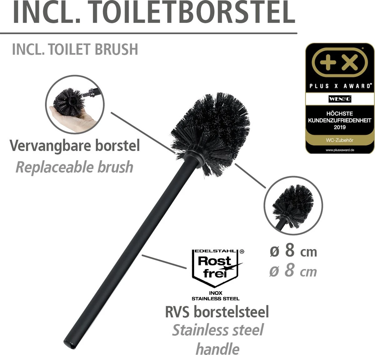 WENKO Toiletbutler Rivalta RVS Mat - Toiletborstel Met Houder, Toiletrolhouder En Reserverolhouder 4 WENKO Toiletbutler Rivalta RVS Mat - Toiletborstel Met Houder, Toiletrolhouder En Reserverolhouder - Afbeelding 4