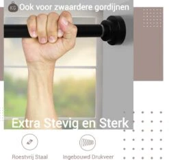 Qproducts Gordijnroede Zonder Boren - 65 Tot 100 Cm - Uitschuifbaar Douchegordijnstang - Uitschuifbare Klemstang - Metaal Zwart -Badkamerproducten 1200x1138 3