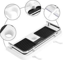 Merkloos Doucherek Zonder Boren –Douchemand- Badkamerrek-Doucheplank- Badkamer Organiser- Doucherek Hangend-Doucherek Zwart – Doucherek Hangend – Badkamer Organizer – Douche Organizer - Doucherekje - Doucherekje Zonder Boren-Zilver-Zwart-Wit -Badkamerproducten 1200x1144 2