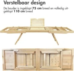 IMoshion Badplank Voor In Bad - Dienblad Inclusief Pootjes - Tablet Houder - Badrek Uitschuifbaar 75 Tot 110 Cm - Lichtbruin -Badkamerproducten 1200x1144 3