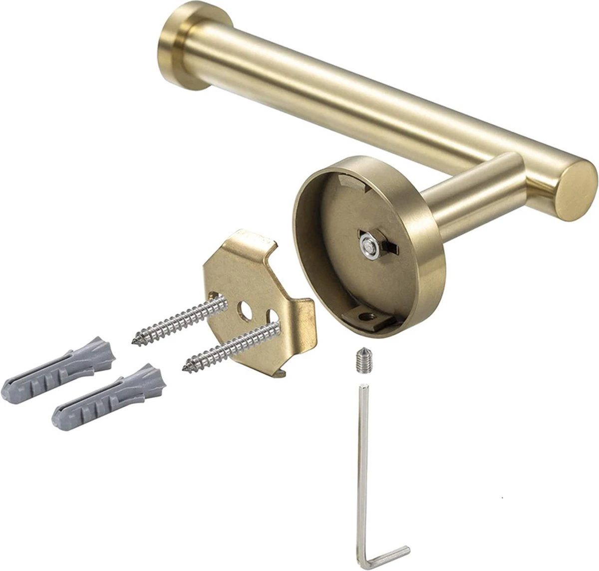 Toiletrol Houder Goud - WC Rol Houder Messing - Inclusief Montageset 3 Toiletrol Houder Goud - WC Rol Houder Messing - Inclusief Montageset - Afbeelding 3