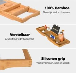 SWILIX ® Badplank - Uitschuifbaar - Voor In Bad - 71 Tot 108 Cm - Met Houder - Hout -Badkamerproducten 1200x1147 2