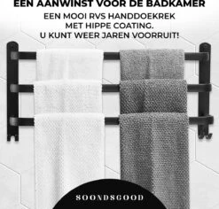 Merkloos Soondsgood Luxe 3 Laags Handdoekrek - Zelfklevend Of Boren - Zwart - Eenvoudige Installatie - Badkamer - Handdoekenrek - Handdoekhouder - 50x14x25cm -Badkamerproducten 1200x1148 3