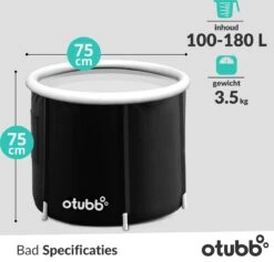 Zitbad | Opblaasbaar Zitbad Voor Volwassenen Van OTUBB | Ofuro | Opvouwbare Badkuip | Inklapbaar | Rond | IJsbad | Zwart | Bath Bucket -Badkamerproducten 1200x1153 10