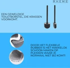 WC Borstel - Siliconen Borstel Met Houder - Hangend Met Plakstrip - Duurzaam Toilet Borstel - Zwart - Rheme -Badkamerproducten 1200x1160 4
