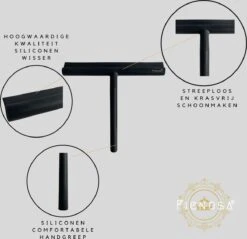 Fienosa Douchewisser Anti Kras Siliconen - Zachte Glashaak - Zwart -Badkamerproducten 1200x1161 1
