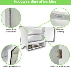 Spiegelkast - Spiegelkast Badkamer - Spiegel - Badkamerkast - Wit - B56 X D13 X H58 Cm 11 Spiegelkast - Spiegelkast Badkamer - Spiegel - Badkamerkast - Wit - B56 X D13 X H58 Cm -Badkamerproducten 1200x1163 10