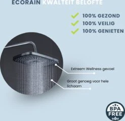 EcoRain – Regendouchekop XL 30 CM – Waterbesparende Douchekop – Hoge Druk – Rechthoekig – Groot – Regendouche - Chrome -Badkamerproducten 1200x1165 4