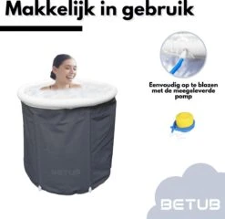 BETUB Zitbad Opvouwbare Badkuip Folding Bath Bathtub – Zit Zwembad – Ijsbad – Warm Bad – Ontspanning – Voor Onder De Douche – Tuin - Balkon Incl. Zitkussen -Badkamerproducten 1200x1167 3