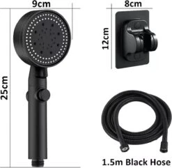 Imperatoris | DoucheSet - Douchekop Met Slang, Houder & Badmuts/Douchemuts - Waterbesparend – Hoge Druk – Regendouche - Zwart Mat -Badkamerproducten 1200x1170 3