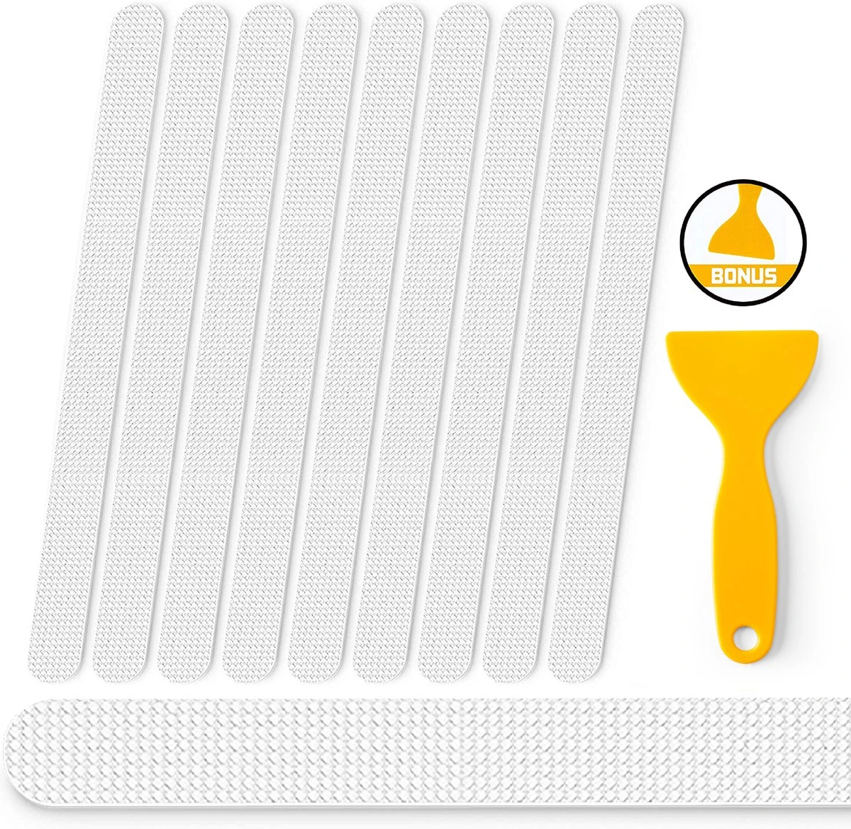 RX Goods 25 Stuks Zelfklevende Anti Slip Strips Stickers – 2 Cm X 40 Cm - Met Schraper – Transparante Tape 1 RX Goods 25 Stuks Zelfklevende Anti Slip Strips Stickers – 2 Cm X 40 Cm - Met Schraper – Transparante Tape
