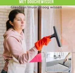 Doucherek Zonder Boren Inclusief Douchewisser - Aan Douchewand - Zwart - Ophangbaar - Zuignap - 2 Laags - Wiper - Shower Rack - Valentijnsdag Cadeau -Badkamerproducten 1200x1172