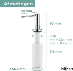 Mizzo Zeepdispenser 300ML - Zeeppompje - Inbouw Keukenblad - Chroom -Badkamerproducten 1200x1173 1