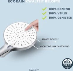 EcoRain™ Waterbesparende Douchekop Mark Met WATERFILTER - 50% Waterbesparend - Regendouche - 5 Sproeistanden - Hoge Druk - Betere Huid - Handdouche - Luxe Moderne Douchekop - Hoge Kwaliteit - Chrome -Badkamerproducten 1200x1175 4