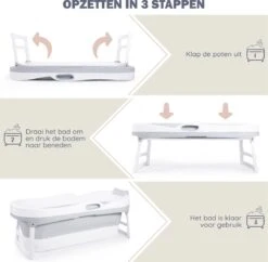 HelloBath Opvouwbaar Zitbad - Bath Bucket - 148cm - 220L - Extra Lang - Incl. Badkussen & Opberghoes -Badkamerproducten 1200x1175 5