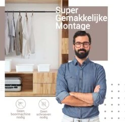 Qproducts Gordijnroede Zonder Boren - 65 Tot 100 Cm - Uitschuifbaar Douchegordijnstang - Uitschuifbare Klemstang - Metaal Zwart -Badkamerproducten 1200x1177 6