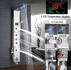 Douchepaneel Met Massage - Regendouche - Massage Jets - Waterval Douche - Met Thermostaatkraan En Handdouche - Zilver - Opbouw - Douchekop - Flanner® -Badkamerproducten 1200x1177 9