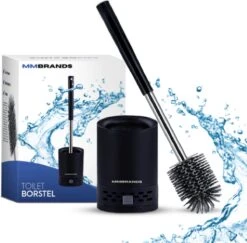 MM Brands Toiletborstel Met Houder - WC Borstel Vrijstaand En Hangend - Zwart