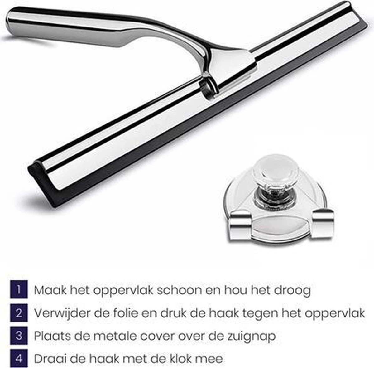 Aquafy Raamwisser RVS - Incl. Douchespons - Douchetrekker Voor Badkamer - Raamwisser Douche - Douchewisser RVS - Luxe Trekker Met Ophanghaak 6 Aquafy Raamwisser RVS - Incl. Douchespons - Douchetrekker Voor Badkamer - Raamwisser Douche - Douchewisser RVS - Luxe Trekker Met Ophanghaak - Afbeelding 6