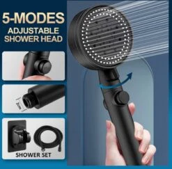 Imperatoris | DoucheSet - Douchekop Met Slang, Houder & Badmuts/Douchemuts - Waterbesparend – Hoge Druk – Regendouche - Zwart Mat -Badkamerproducten 1200x1181 2