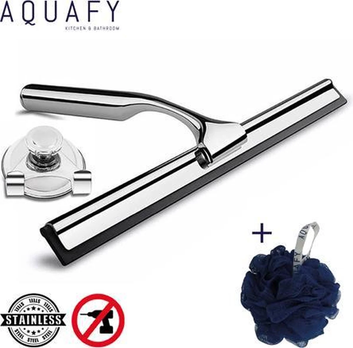 Aquafy Raamwisser RVS - Incl. Douchespons - Douchetrekker Voor Badkamer - Raamwisser Douche - Douchewisser RVS - Luxe Trekker Met Ophanghaak 1 Aquafy Raamwisser RVS - Incl. Douchespons - Douchetrekker Voor Badkamer - Raamwisser Douche - Douchewisser RVS - Luxe Trekker Met Ophanghaak