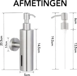 VDN Stainless Zeeppompje - Zeepdispenser Wandmontage - Zilver - Hangend - RVS -Badkamerproducten 1200x1182 3