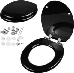 Casaria Wc-bril Met Deksel Sluitingsmechanisme Toiletzitting MDF Zwart -Badkamerproducten 1200x1185 4