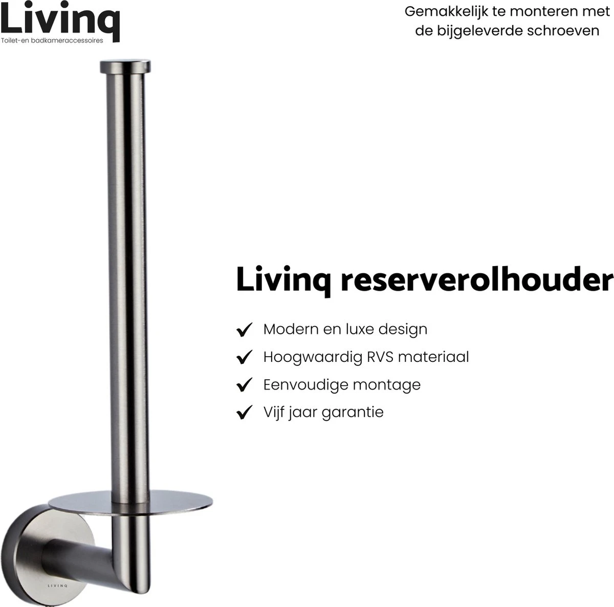 Toiletaccessoireset Gun Metal 4-delig - Luxe Toilet Set - Toiletborstel Met Houder - Toiletrolhouder Met Klep - Reserverolhouder - Handdoekhaak - Gunmetal Badkamer Accessoires 4 Toiletaccessoireset Gun Metal 4-delig - Luxe Toilet Set - Toiletborstel Met Houder - Toiletrolhouder Met Klep - Reserverolhouder - Handdoekhaak - Gunmetal Badkamer Accessoires - Afbeelding 4