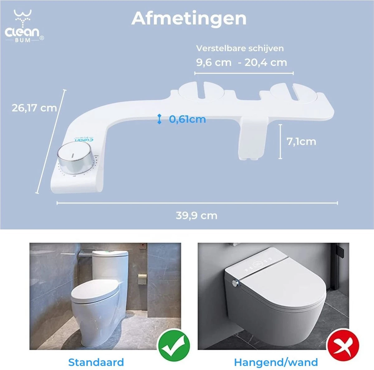 Clean Bum® Elegance Plus Bidet WC- Dubbele Sproeikop - Easy Fit Systeem 7 Clean Bum® Elegance Plus Bidet WC- Dubbele Sproeikop - Easy Fit Systeem - Afbeelding 7