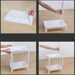 Merkloos Decopatent® 4 Laags Opbergrek -Staand Rek 4 Etages Voor Badkamer - Keuken - Keukenrek - Badkamerrek - Kunststof Rechthoekig Rek -Badkamerproducten 1200x1189 10